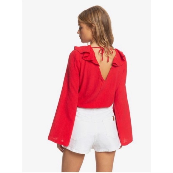 Roxy Bell Sleeve Crop Top - NWT - Picture 3 of 13